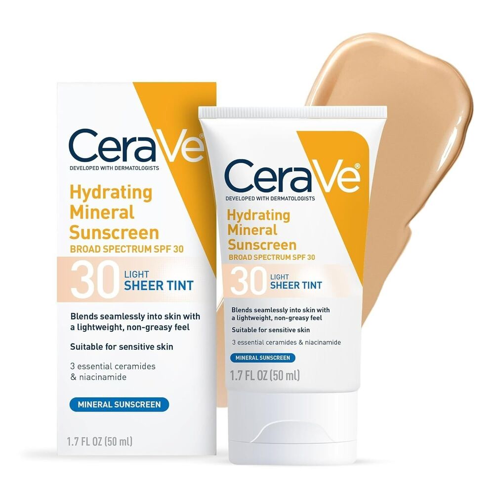 CeraVe Tinted Sunscreen for Face Mineral SPF30 Moisturizer Light Skin Care 1.7oz